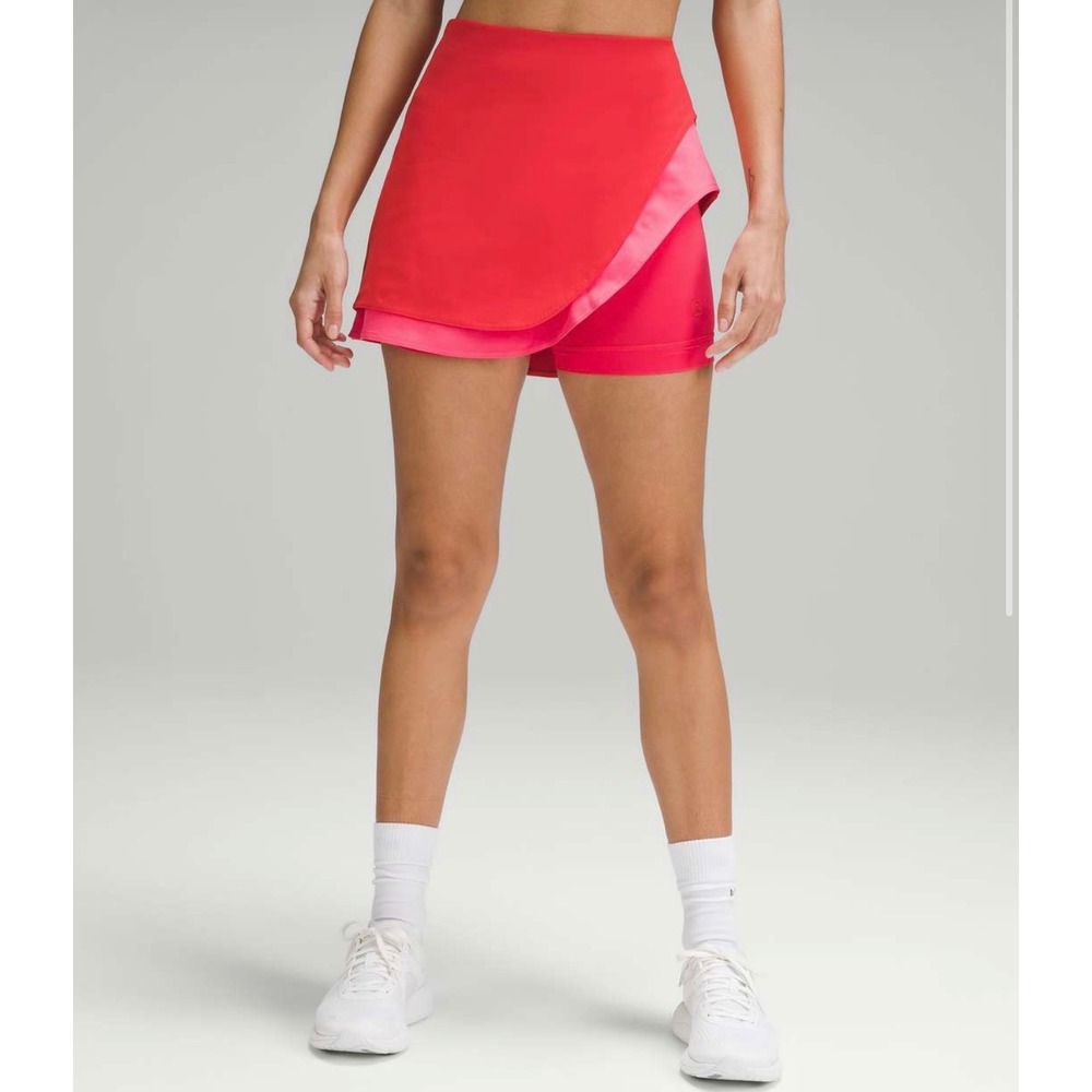 Lululemon Everlux‎ Asymmetrical Tennis Skirt Red Pink 0